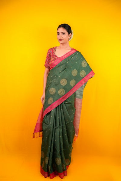 Tussar Silk Forest Green