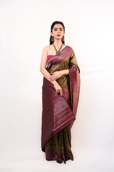 Kanchi Pattu Olive Green