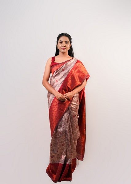 Kanchipuram Crimson Charm Beige Hue