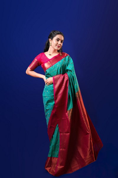 Kanchipuram Silk Peacock Green