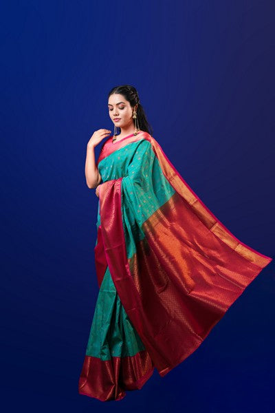 Kanchipuram Silk Peacock Green