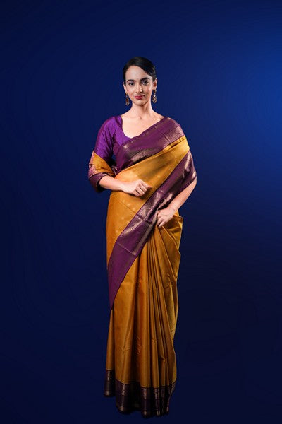 Kanchipuram Silk Golden-Yellow