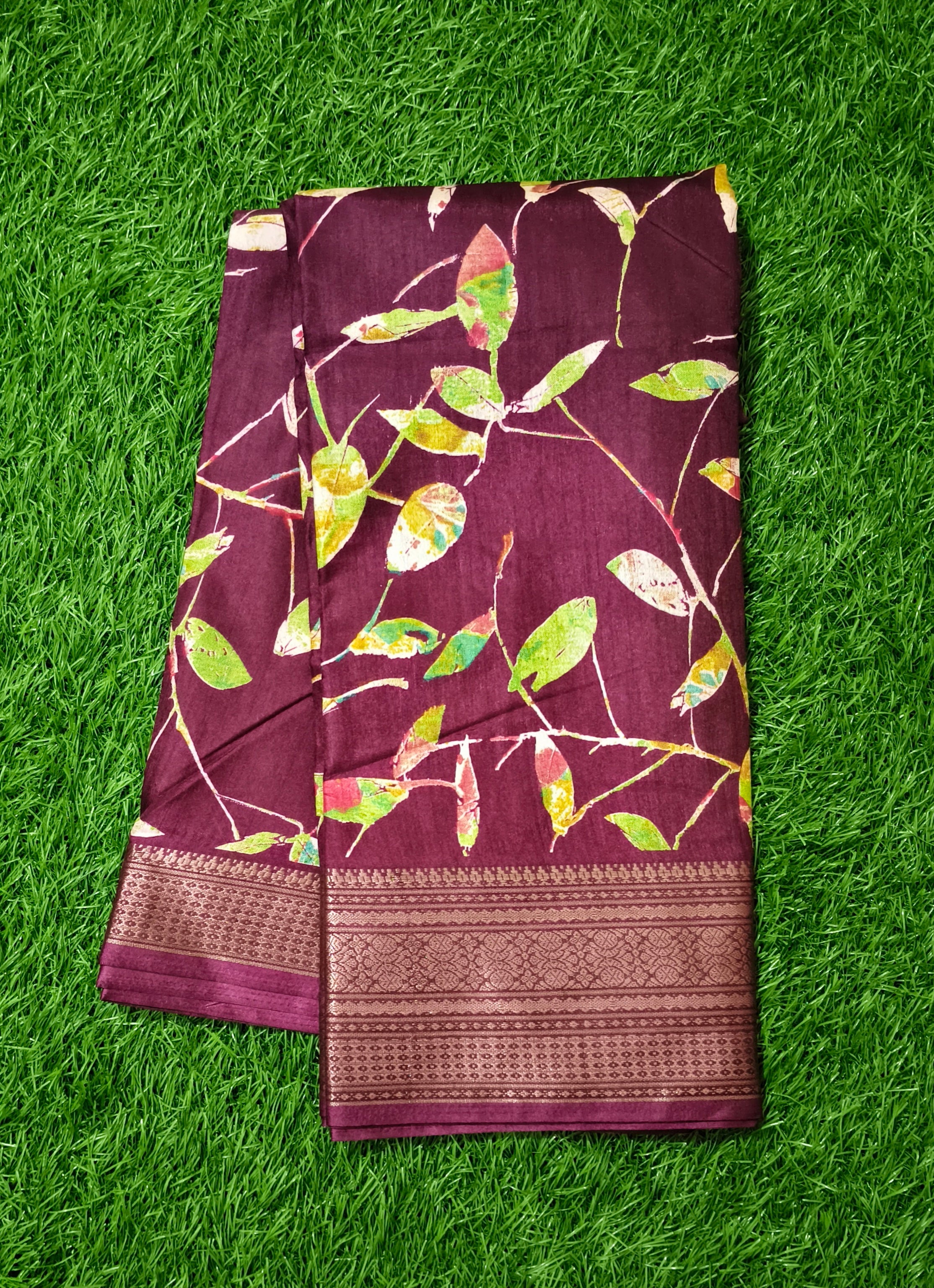Wine-Purple & Gold Saree