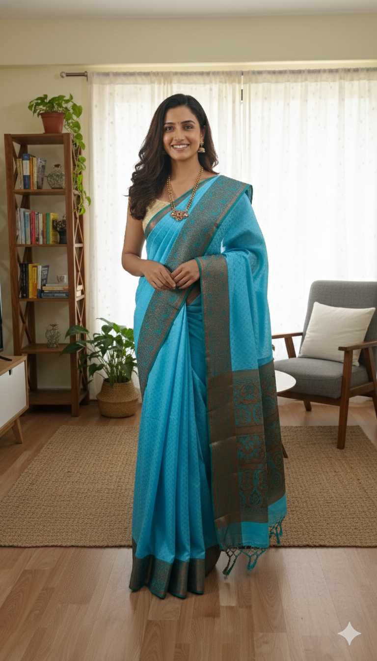 Semi Pattu Sky Blue