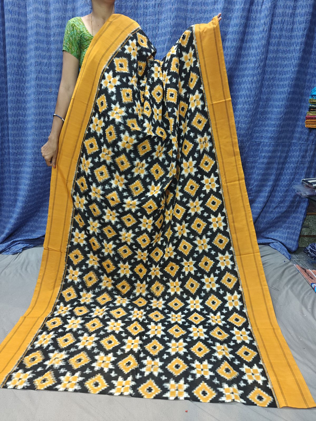 Double Ikkat Teliya Rumal Designer Sarees