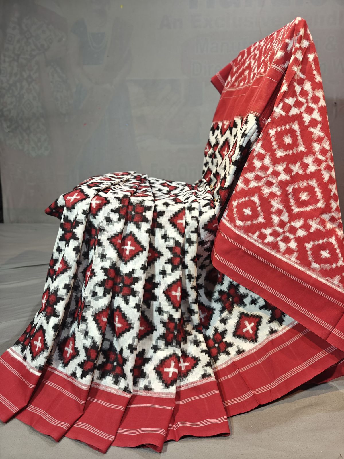 Double Ikkat Teliya Rumal Designer Sarees