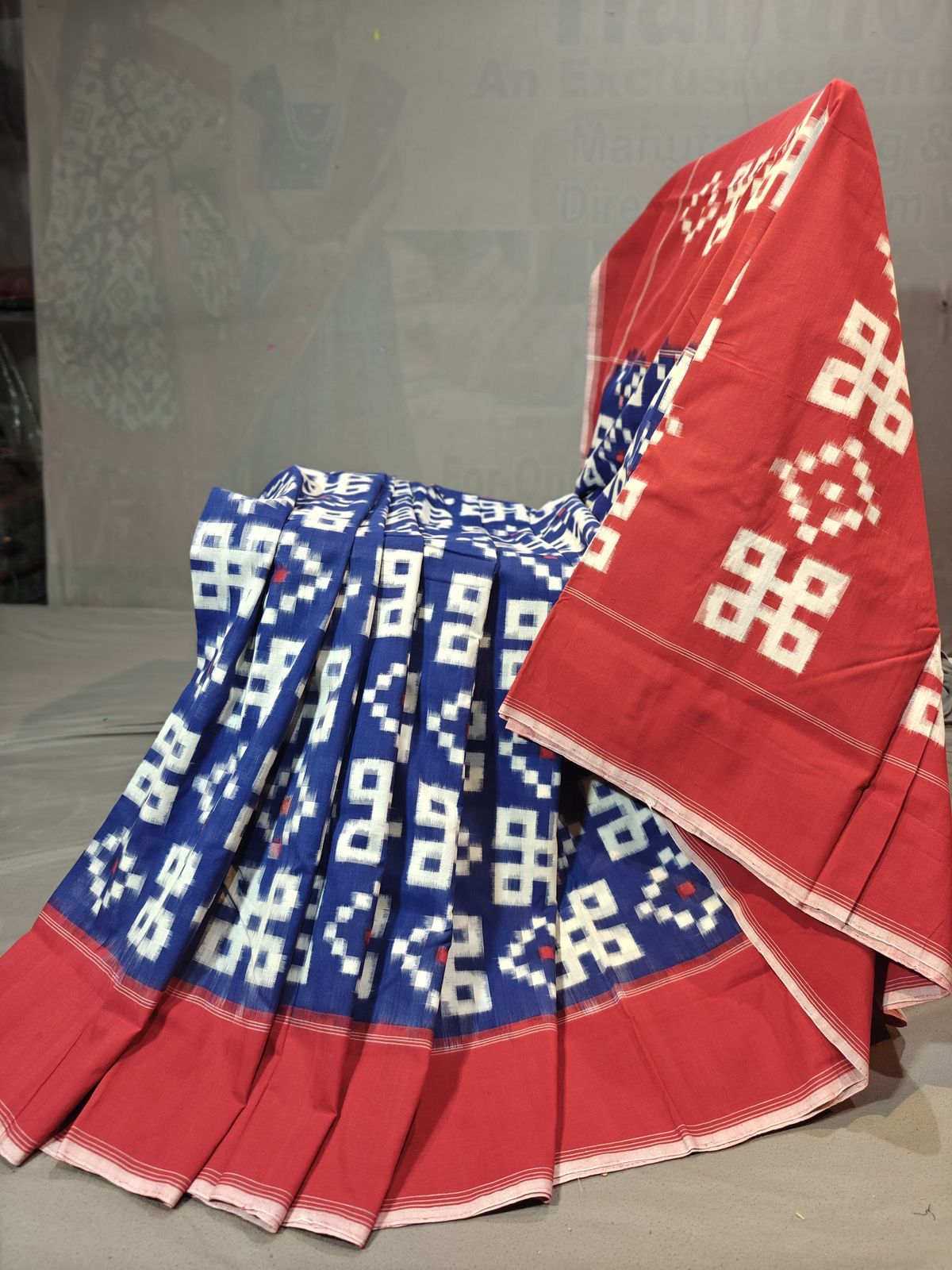 Double Ikkat Teliya Rumal Designer Sarees