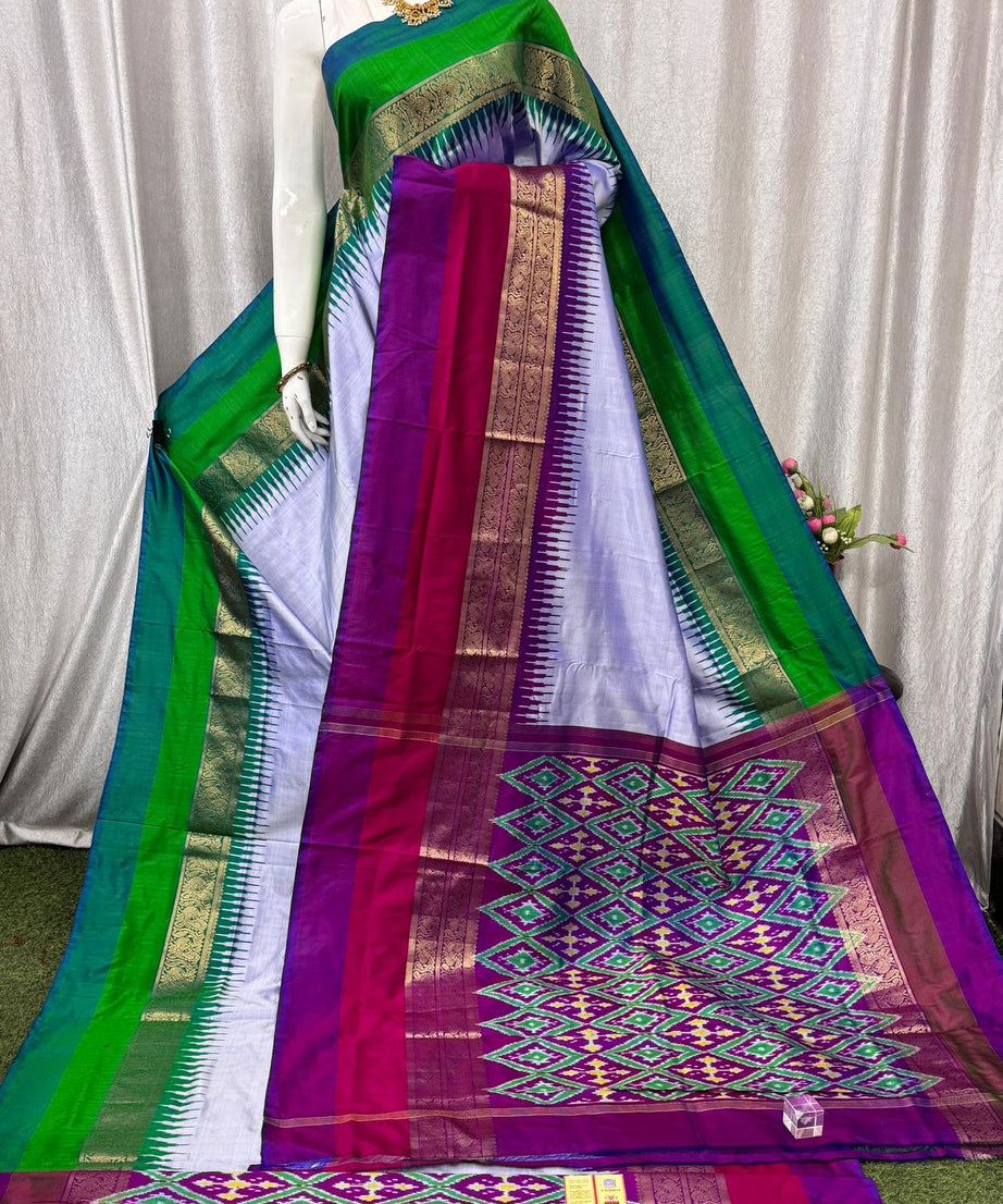 Pochampally Ikkat Silk  Kanchi Border Sarees