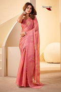Salmon Pink Shimmer Saree