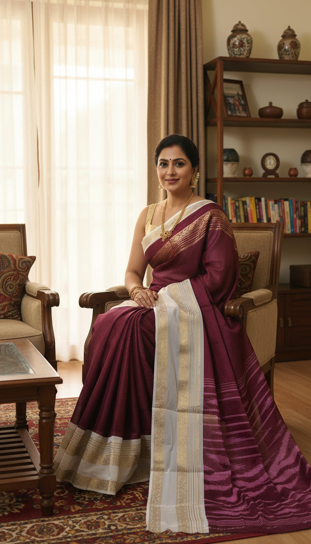 Gold Zari Border & Woven Pallu