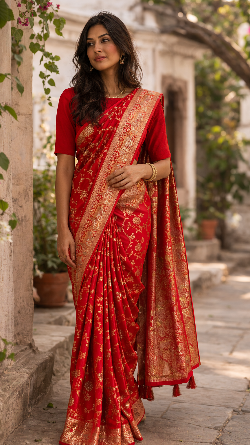 Red & Gold Bridal Banarasi Saree
