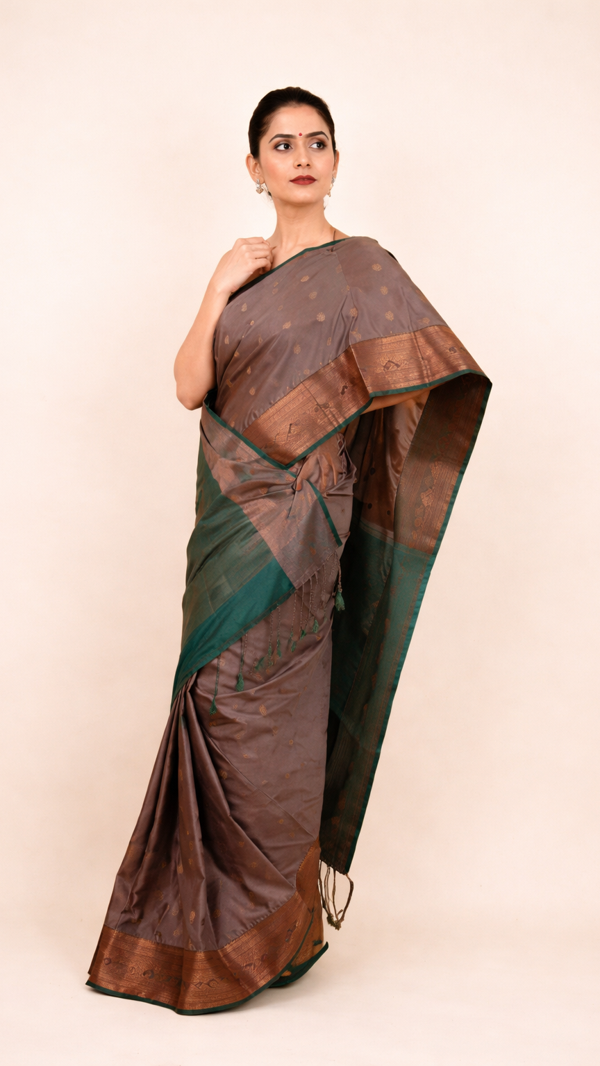 Kanjivaram Silk Earthy Gray