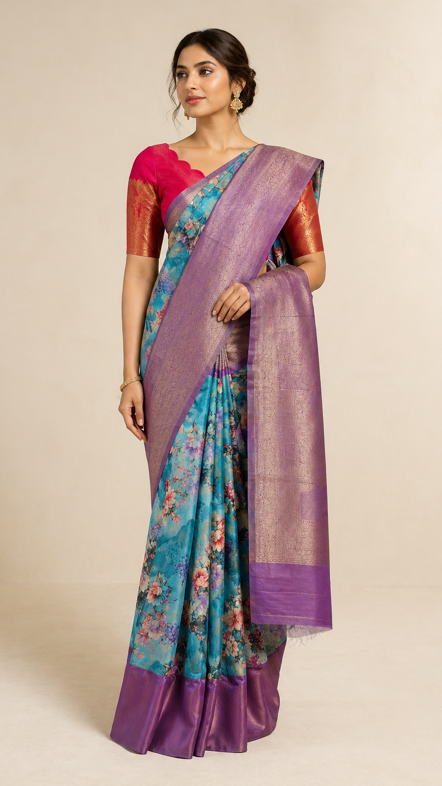 The Nila Lavender Floral Saree