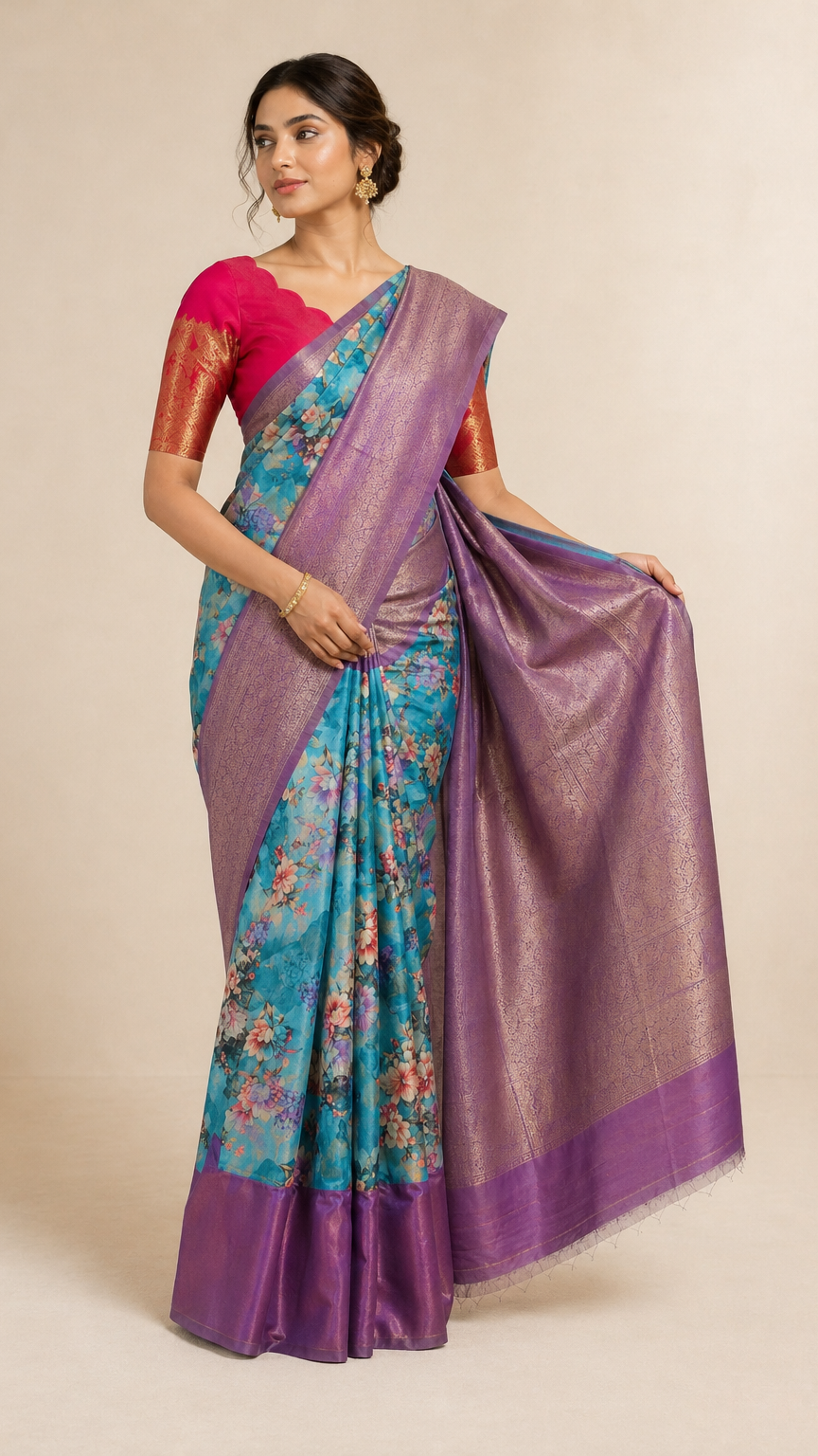 The Nila Lavender Floral Saree