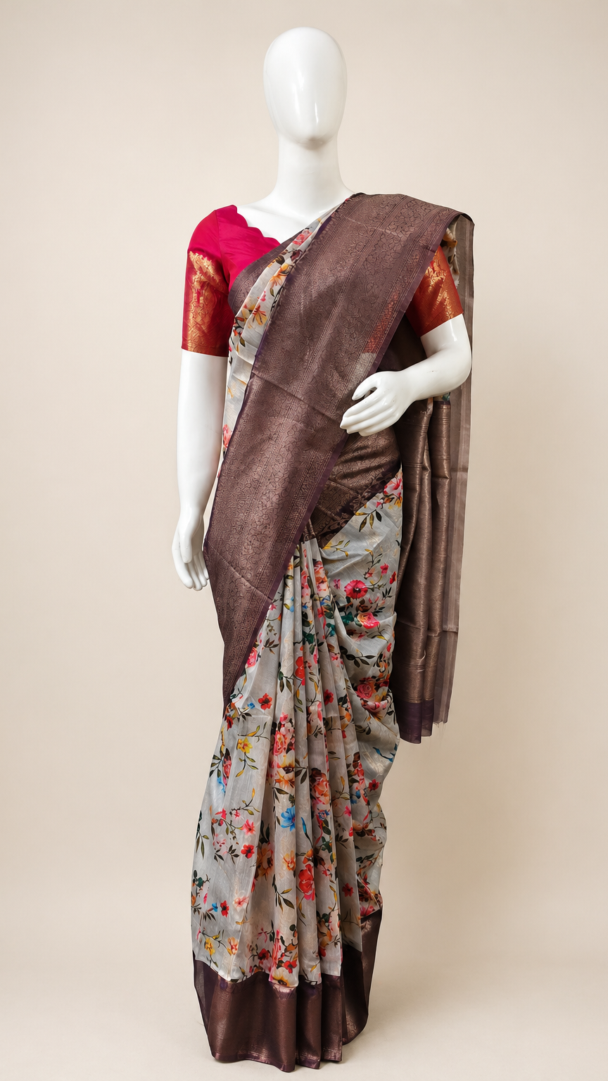 Amara Bronze Floral Saree