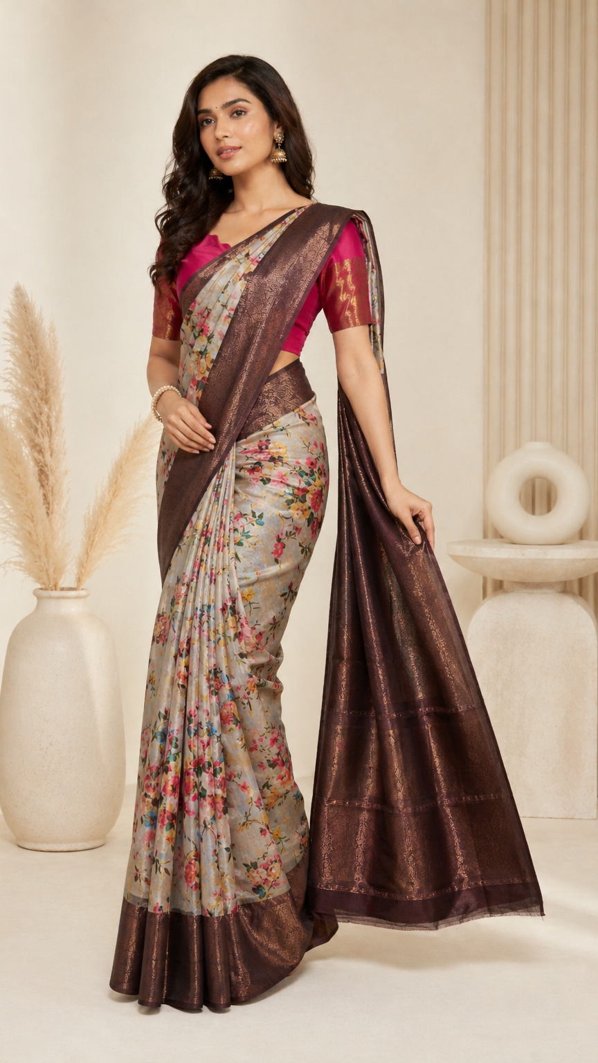 Amara Bronze Floral Saree