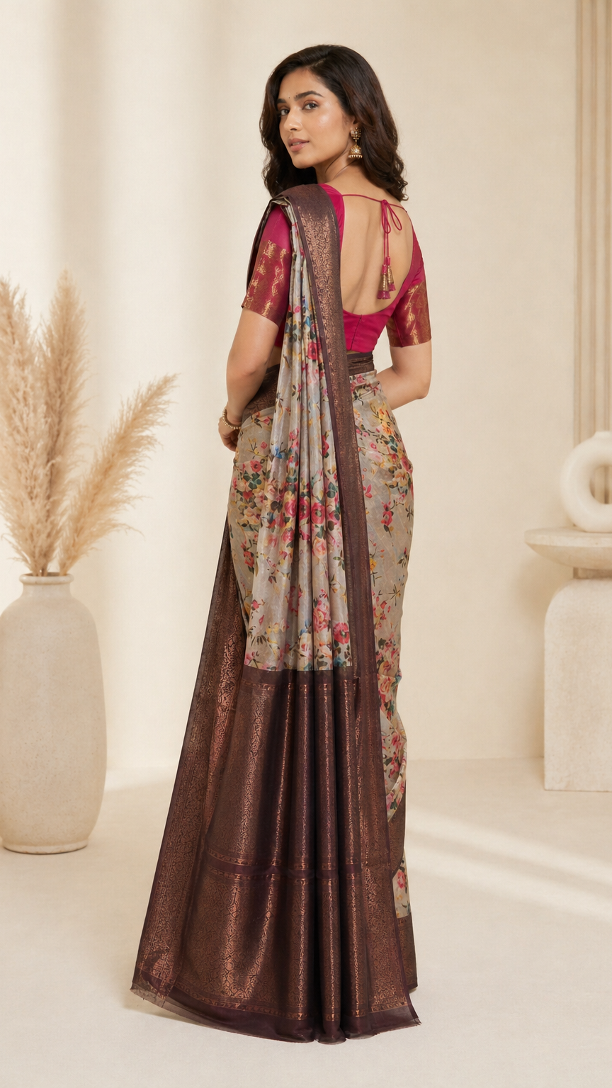 Amara Bronze Floral Saree