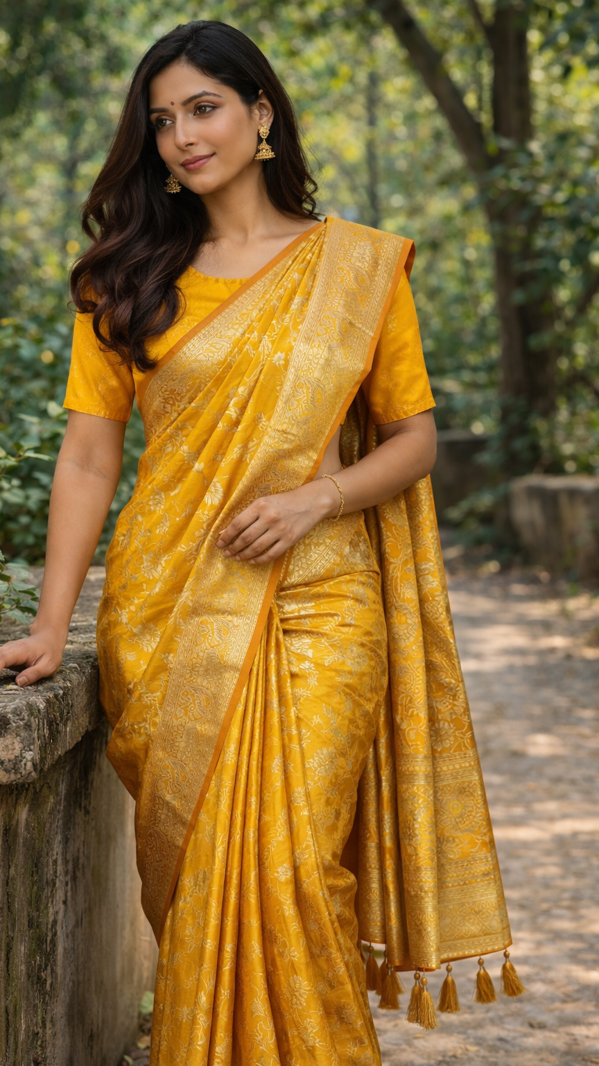 Regal Golden Mustard Banarasi Silk