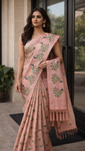 Rose Gold Peacock Heritage Saree