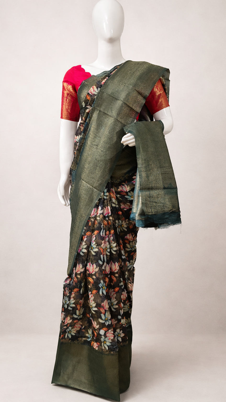 Black Floral Saree