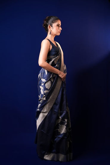 Tussar Silk Deep Navy Blue