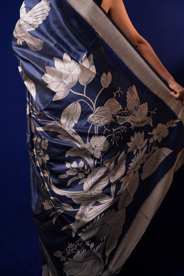 Tussar Silk Deep Navy Blue