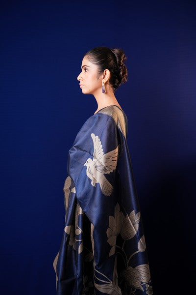 Tussar Silk Deep Navy Blue