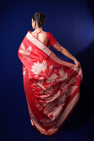 Tussar Silk Vermilion Base