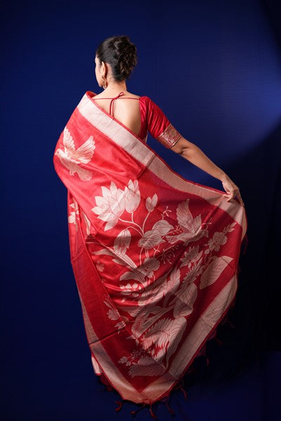 Tussar Silk Vermilion Base