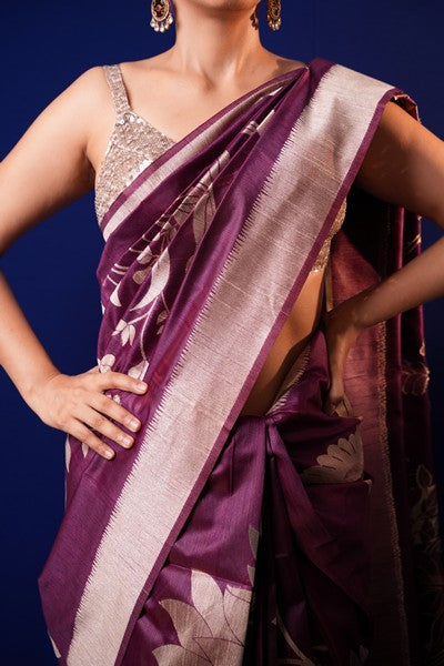 Tussar Silk Eggplant Purple