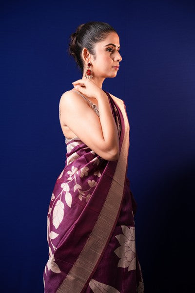 Tussar Silk Eggplant Purple