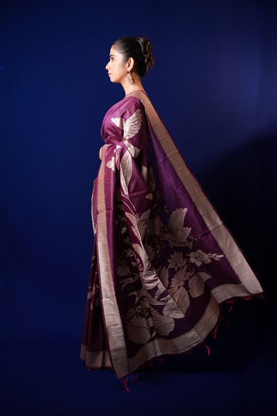 Tussar Silk Eggplant Purple