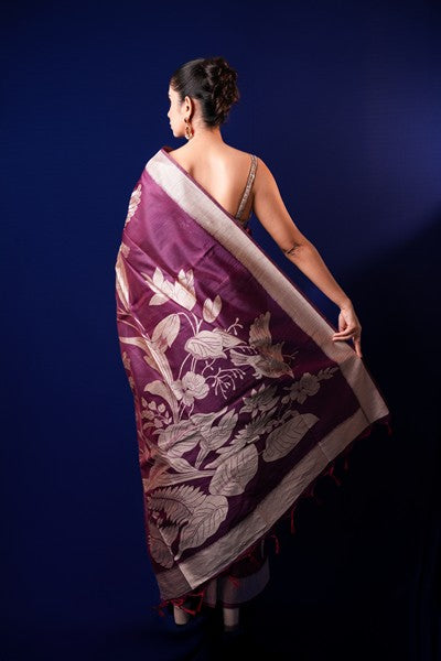 Tussar Silk Eggplant Purple