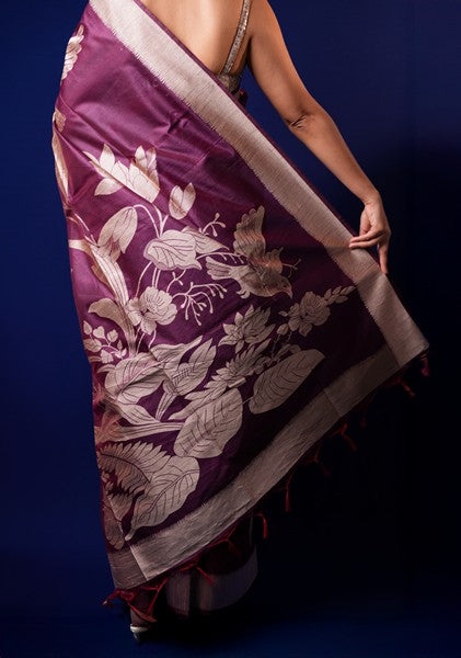 Tussar Silk Eggplant Purple