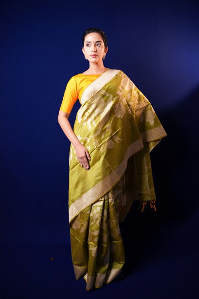 Tussar Silk Rich Olive Green