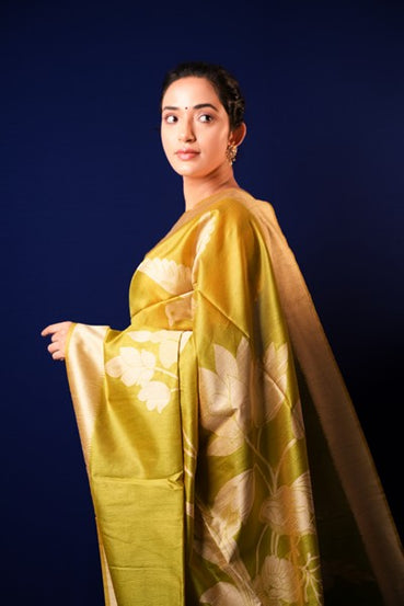 Tussar Silk Rich Olive Green