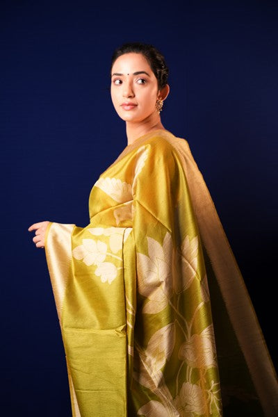 Tussar Silk Rich Olive Green