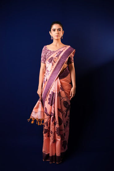 Tussar Silk Blush Pink