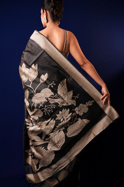 Tussar Siilk Deep Black