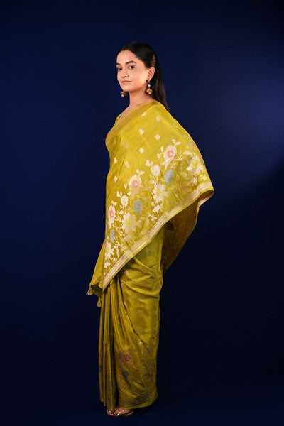 Banarasi Silk  Olive Green