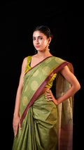 Tussar Silk Olive Gree