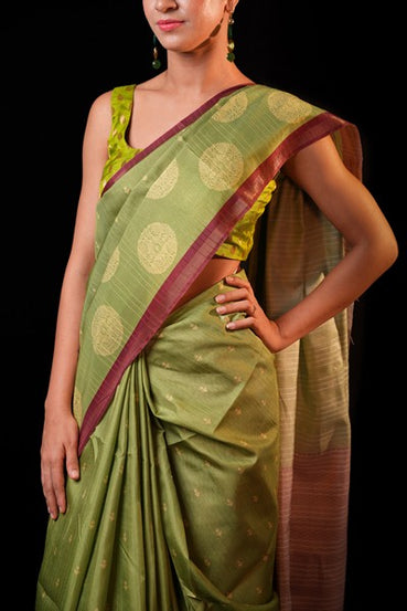 Tussar Silk Olive Gree