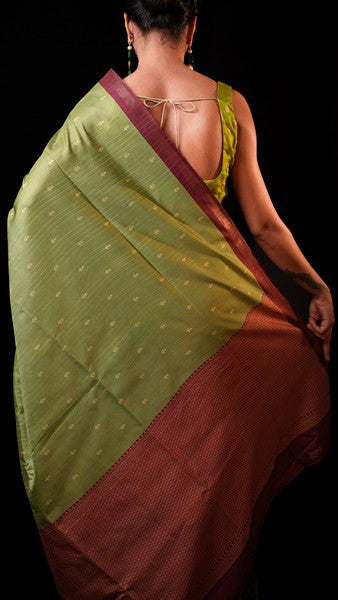 Tussar Silk Olive Gree