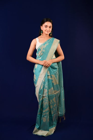 Tussar Silk Sky Blue