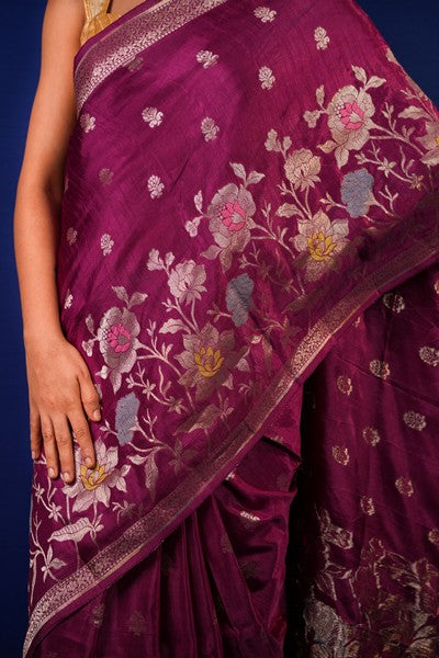 Tussar Silk Fuchsi Color