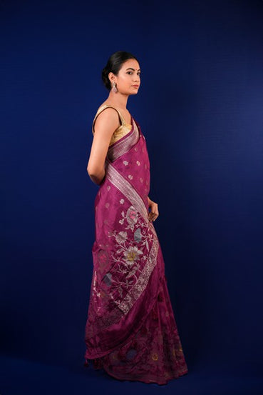 Tussar Silk Fuchsi Color
