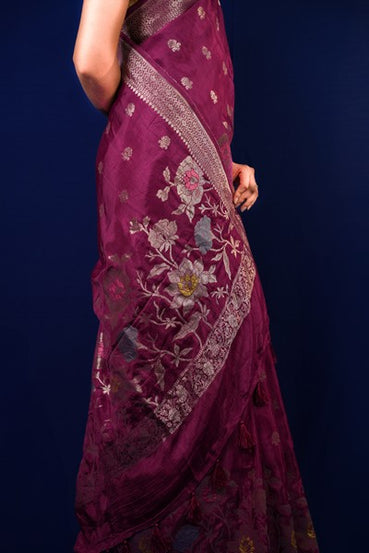 Tussar Silk Fuchsi Color