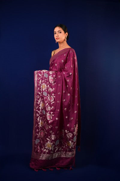 Tussar Silk Fuchsi Color