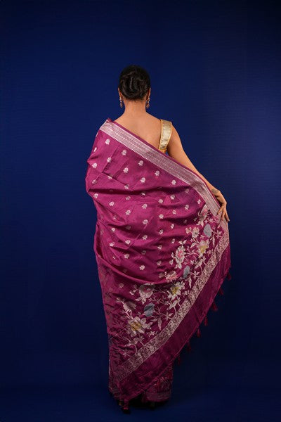 Tussar Silk Fuchsi Color