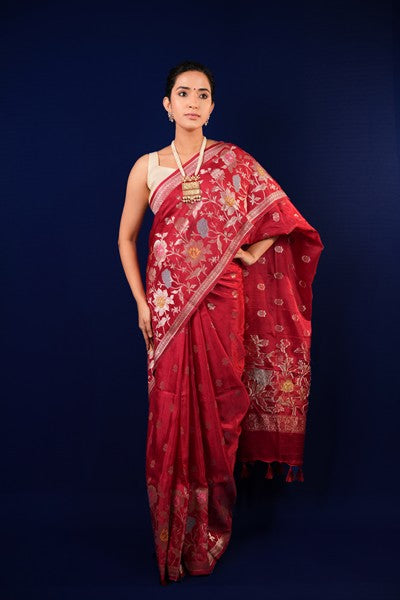 Tussar Silk Deep Maroon